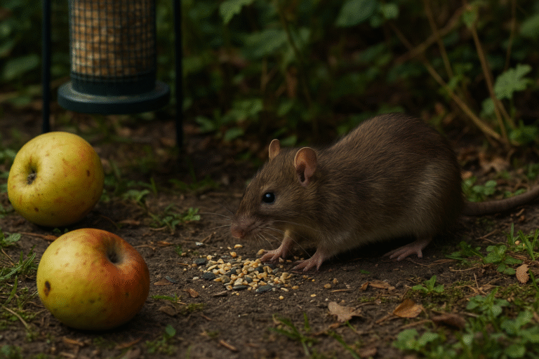 Illustration af rotter i haven om dagen