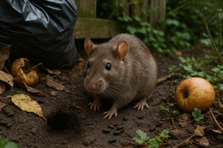 Illustration af tegn på rotter i haven