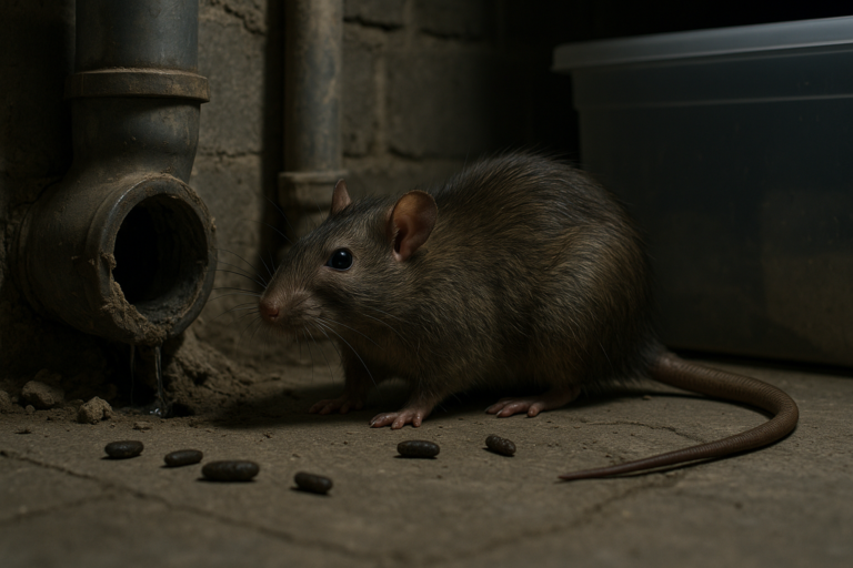 Illustration af rotter i kælderrum