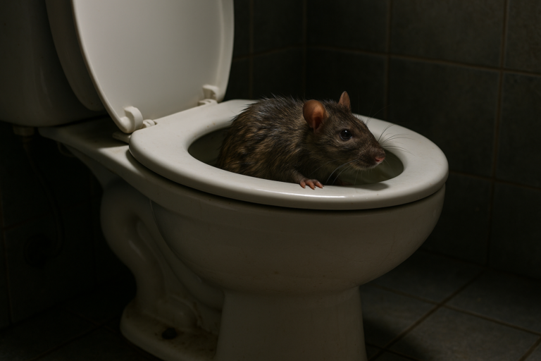 Illustration af rotter i wc