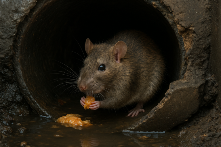 Illustration af rotter i kloakledninger