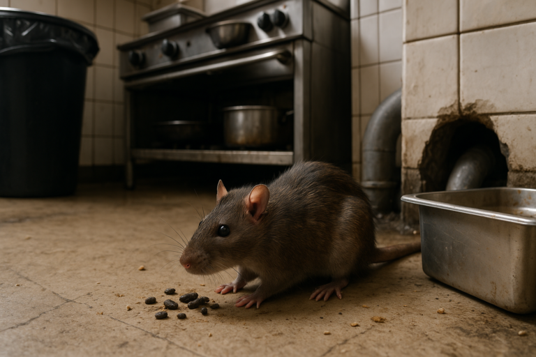 Illustration af rotter i restaurantlokaler