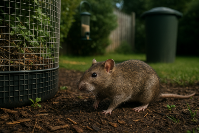 Illustration af forebyggelse mod rotter i haven