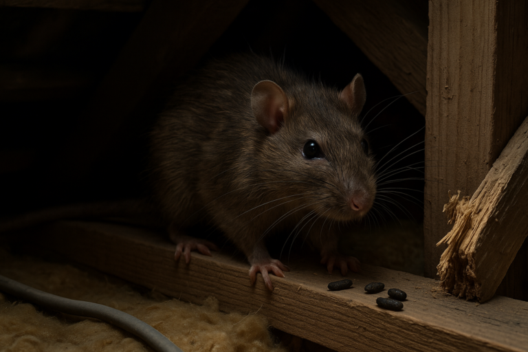 Illustration af tegn på rotter i loft